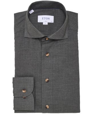 Slim Fit Herringbone Flannel Shirt