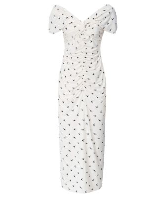 Polka Dot Off-Shoulder Midi Dress