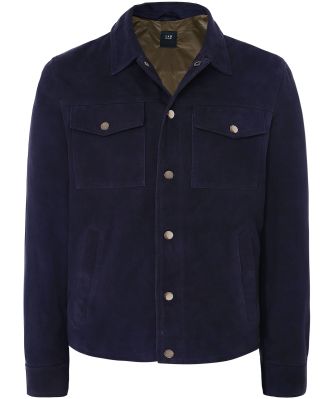 Pal Zileri Men's Navy Suede Blouson Jacket