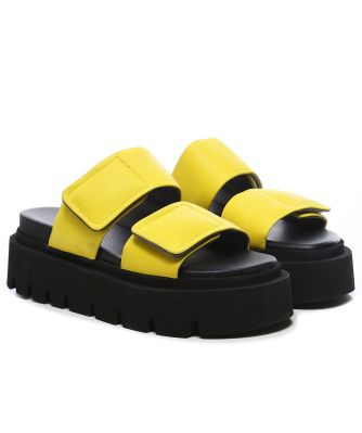 Lofina Women's Gasoline Leather Velcro Sandals