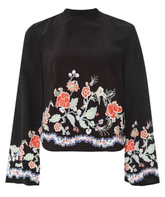 RIXO Women's Peony Flora Georgie Neck Tie Top