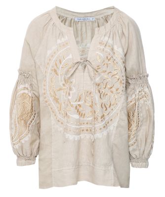 Circle Paisley Linen Top