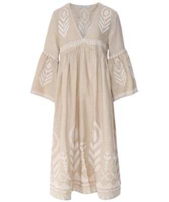 Kori Women's Linen Midi Feather Dress