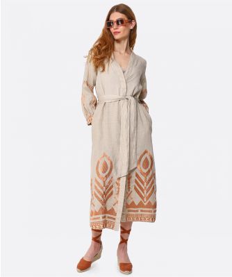 Feather Linen Midi Dress