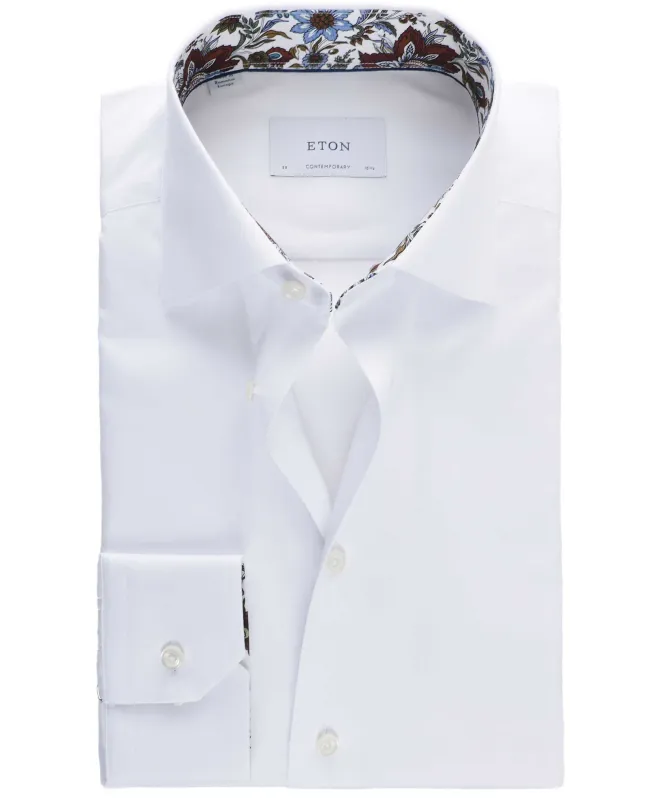 Eton Contemporary Fit Floral Trim Shirt