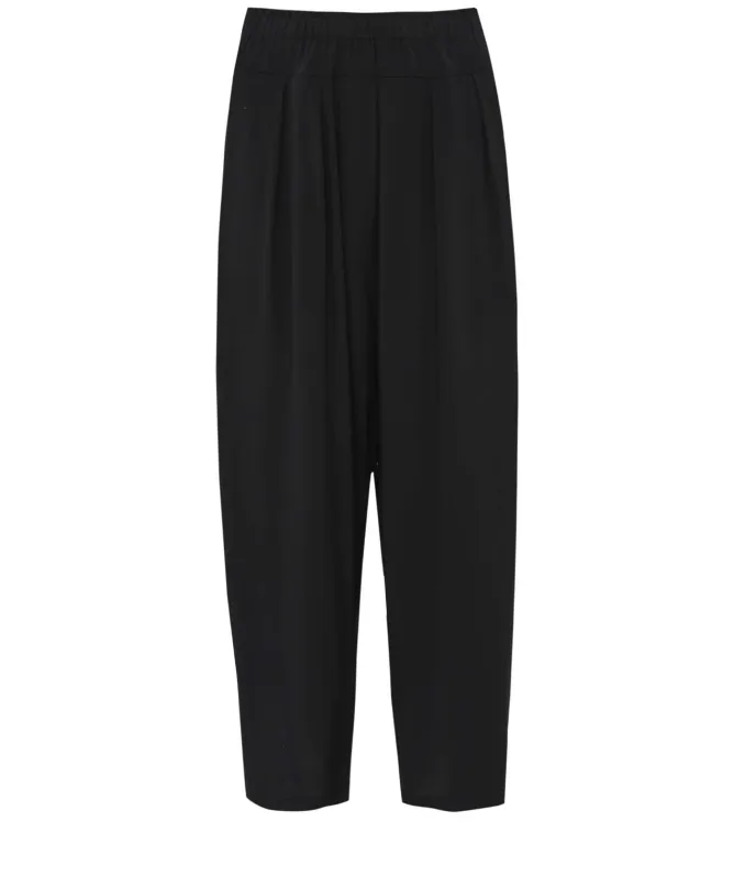 MEIMEIJ Black Draped Silk Trousers