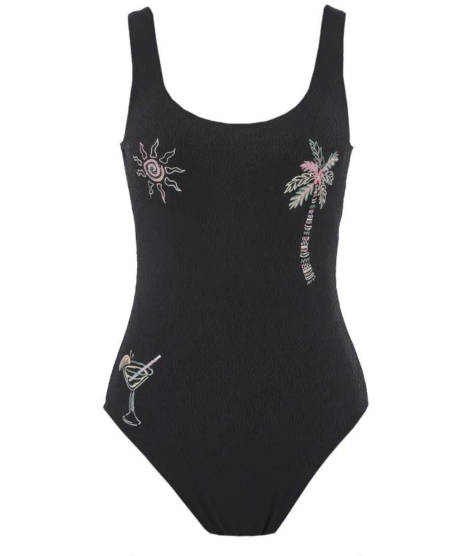 Chelsea Peers Embroidered Palm Party Swimsuit