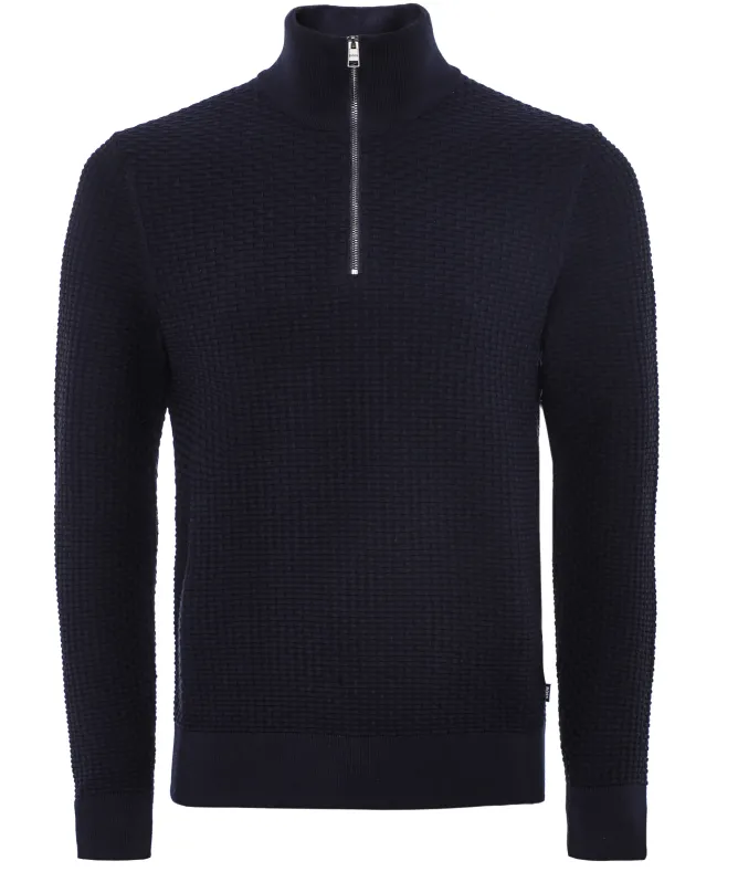 BOSS Textured Half-Zipper Sweater