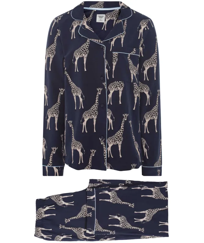 Chelsea Peers Organic Cotton Giraffe Print Long Pyjama Set