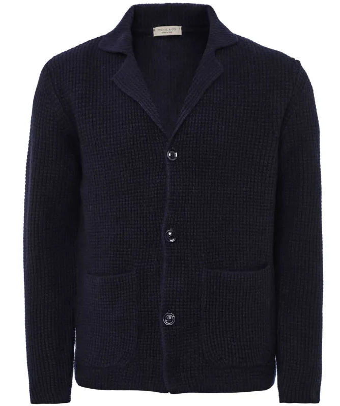 Wool and Co Waffle Knit Button Cardigan