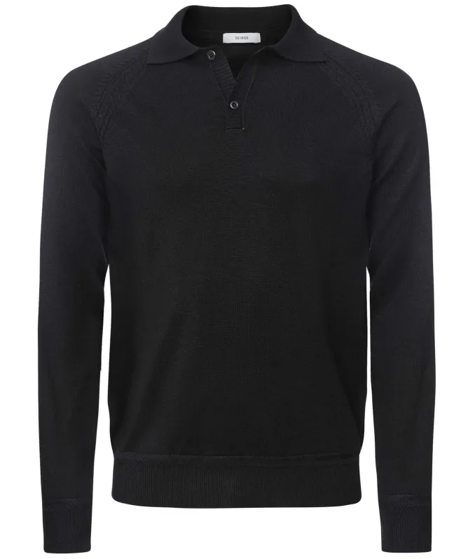 Seinse Long Sleeve Knitted Polo Shirt