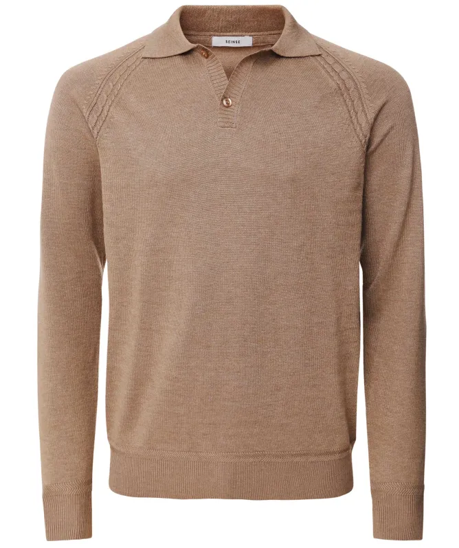 Seinse Long Sleeve Knitted Polo Shirt