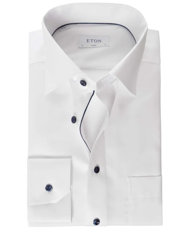Eton Classic Fit Contrast Button Shirt