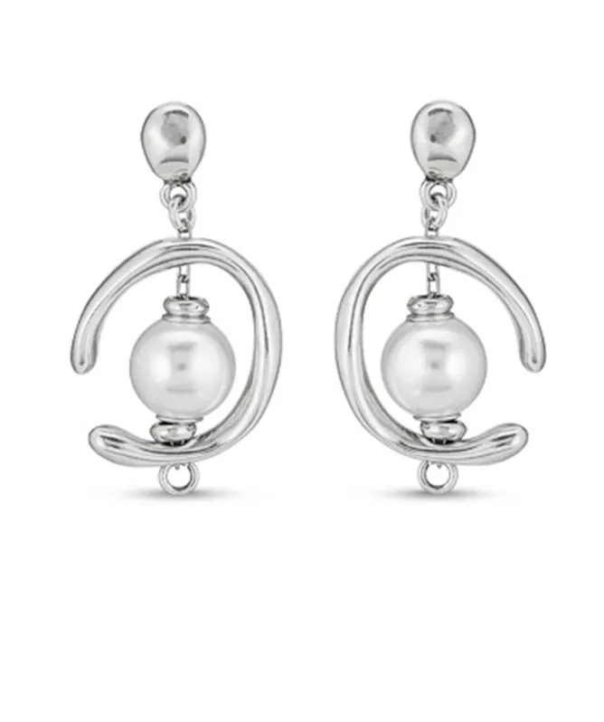 UNOde50 Silver And Pearl Inorbit Earrings