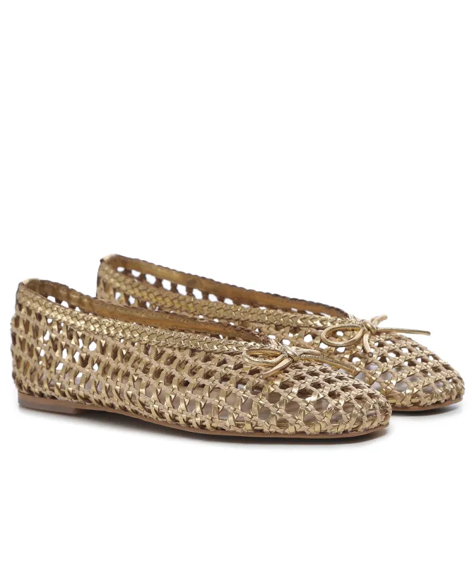 INUOVO Raffia Leather Ballet Flats