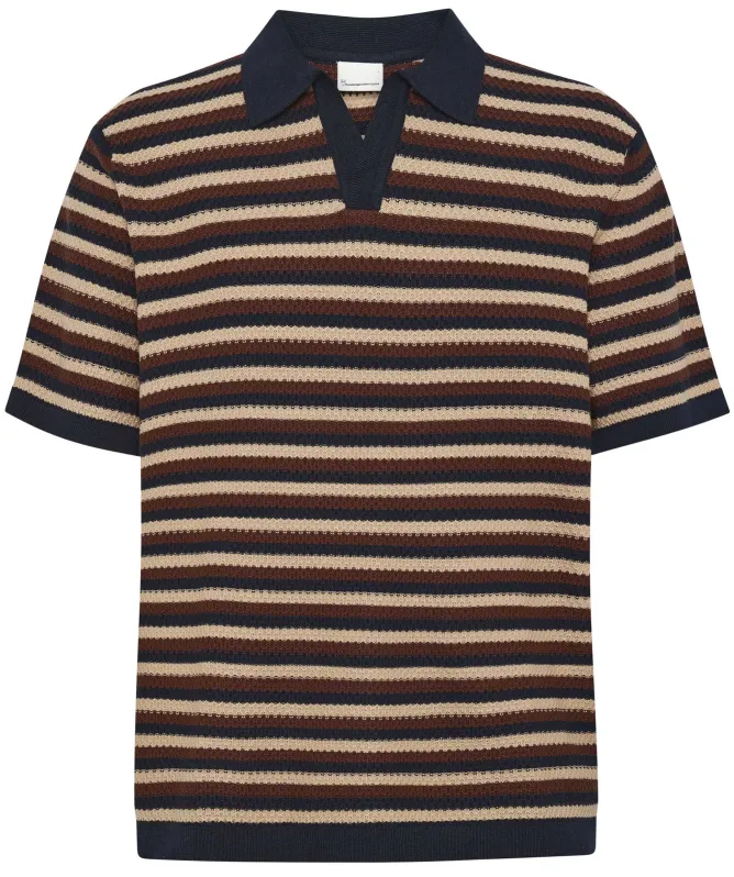 Knowledge Cotton Striped Knitted Polo