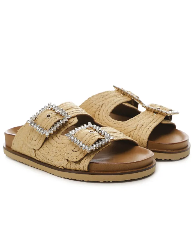 INUOVO Embellished Raffia Sandals