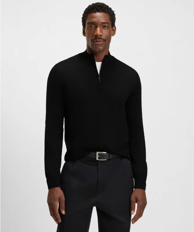 BOSS Virgin Wool Ebenji Zip Jumper