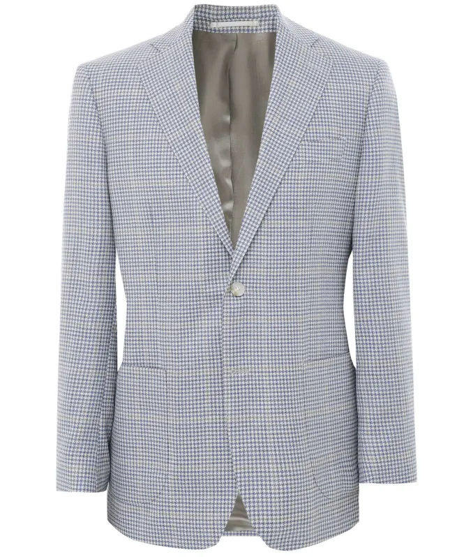 Jules B Wool Linen Windowpane Houndstooth Jacket