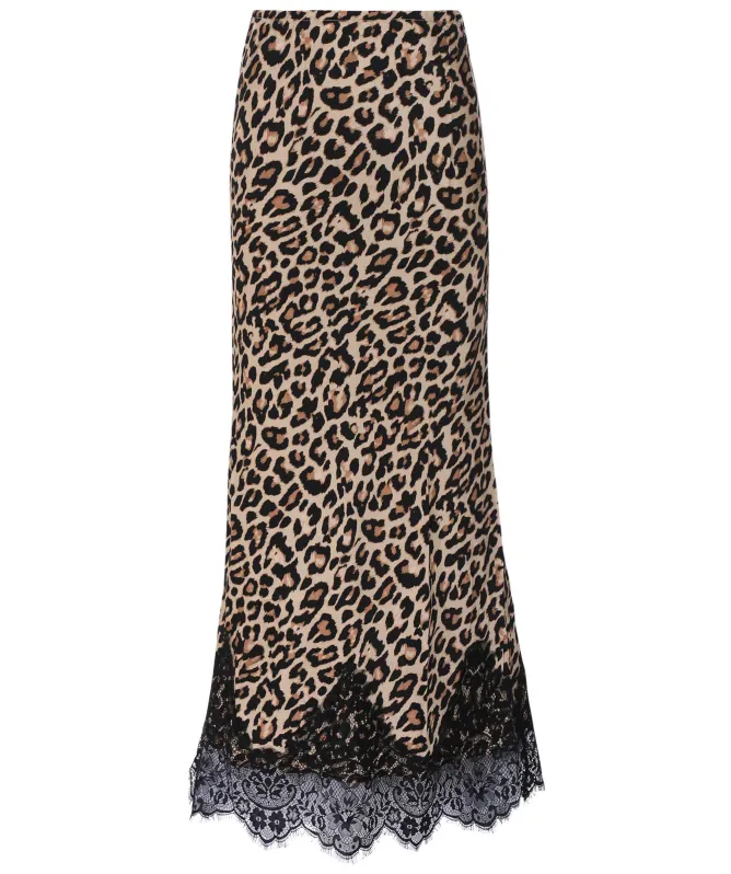 Never Fully Dressed Leopard Lace Maeva Midi Skirt