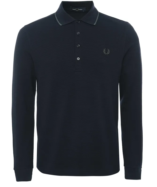Fred Perry Textured Long Sleeve Polo Shirt