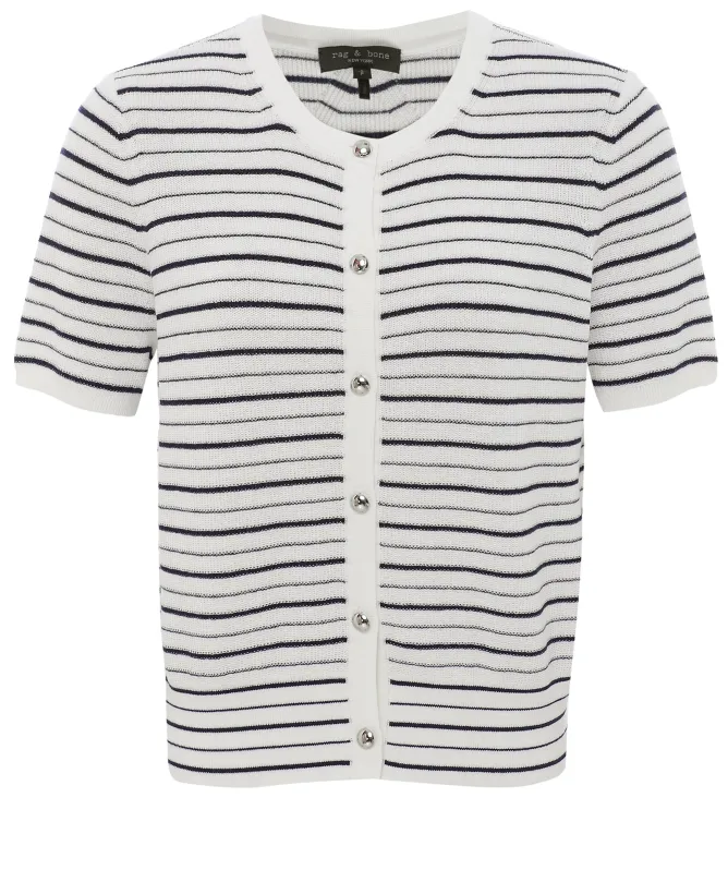 Rag and Bone Dina Striped Cotton-Blend Cardigan