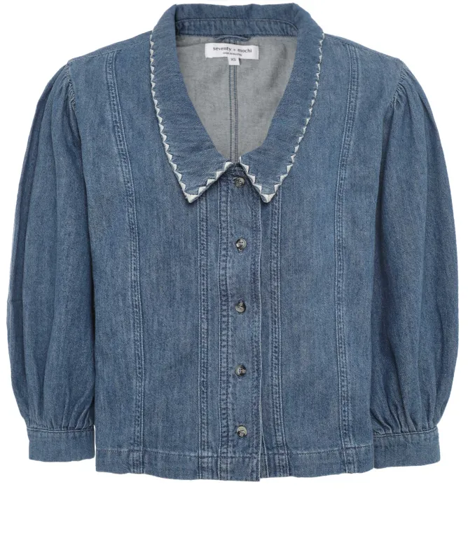Seventy + Mochi Talia Collared Denim Top