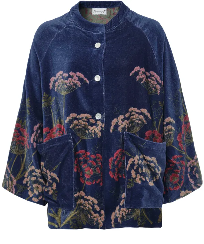 One Hundred Stars Parsley Seed Navy Velvet Jacket