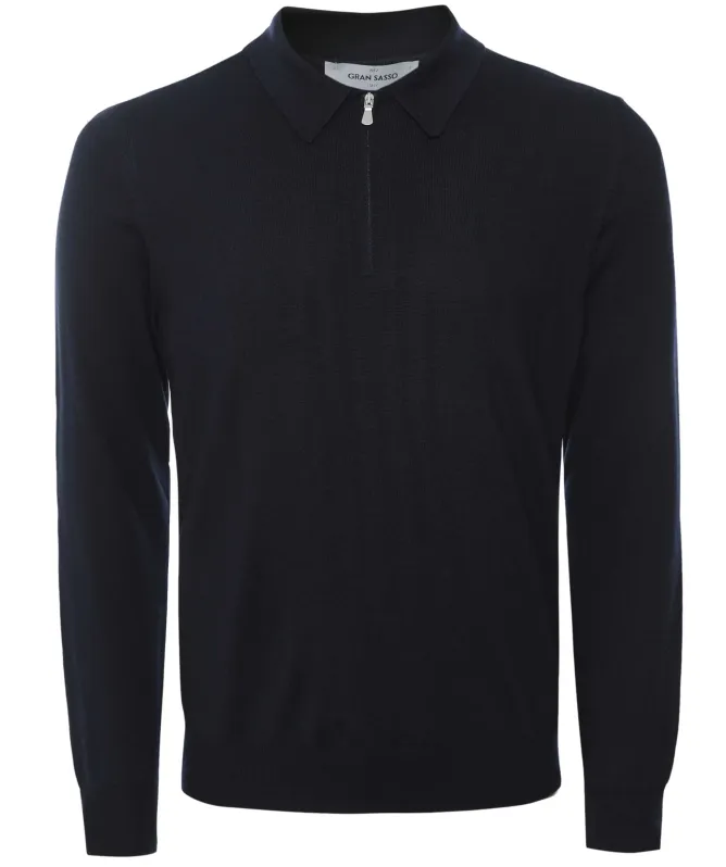 Gran Sasso Merino Long Sleeve Polo Shirt
