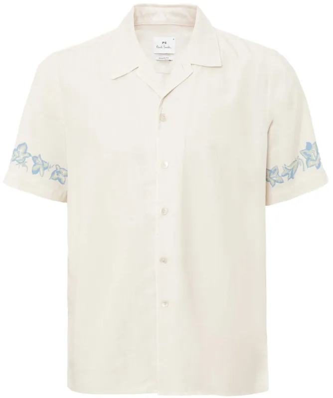 Paul Smith Lyocell Cotton Floral Trim Shirt