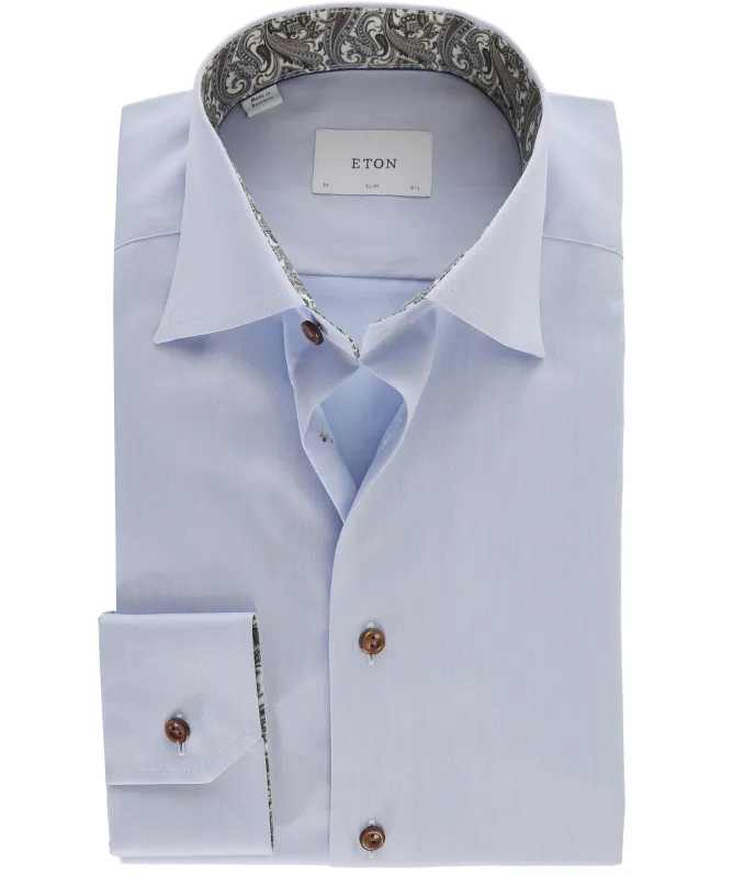 Eton Paisley Trim Slim Fit Shirt