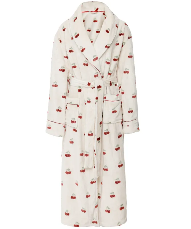 Chelsea Peers Fleece Cherry Print Long Robe