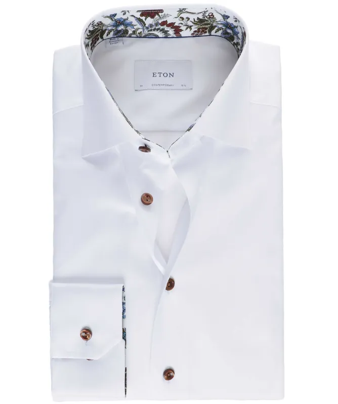 Eton Contemporary Fit Floral Trim Shirt