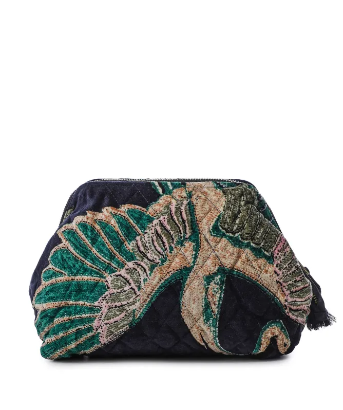 One Hundred Stars Crane Emerald Velvet Pouch