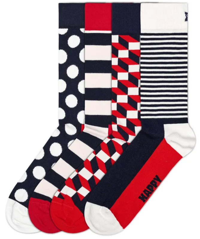 Happy Socks Classic Navy Socks 4 Pack