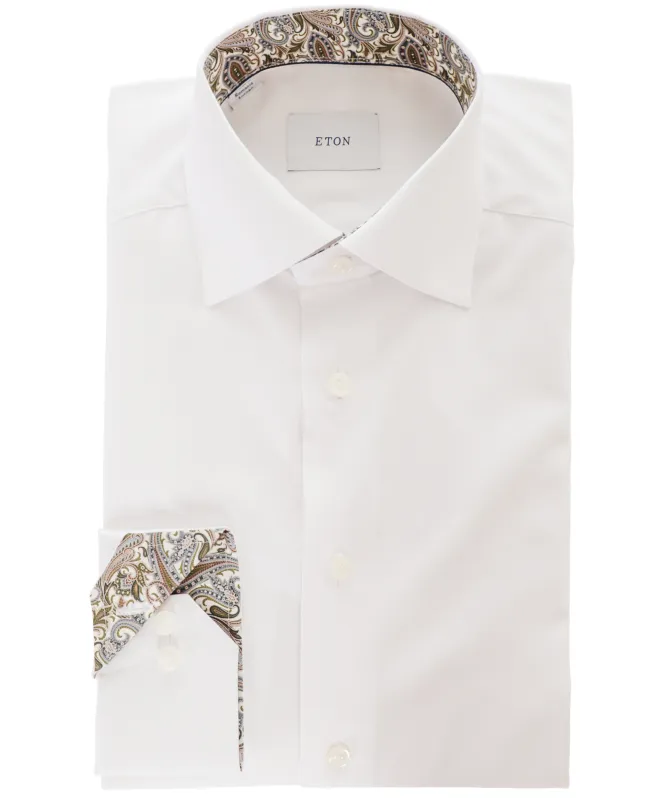 Eton Paisley Trim Twill Slim Fit Shirt