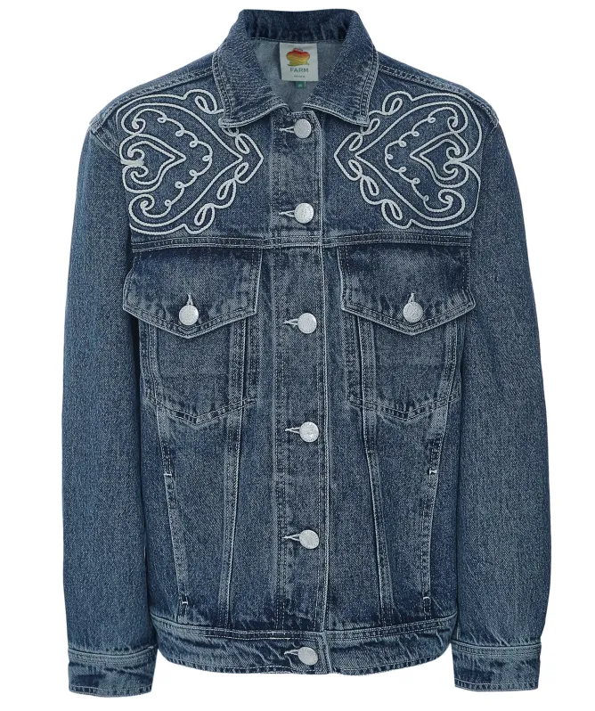 FARM Rio Denim Cornely Buttoned Embroidered Jacket