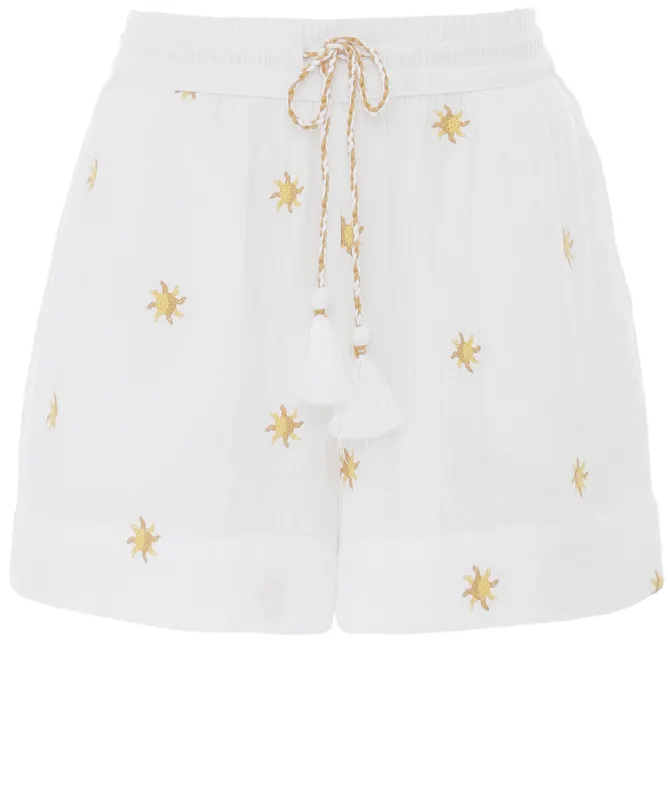 Chelsea Peers Embroidered Sunburst Shorts