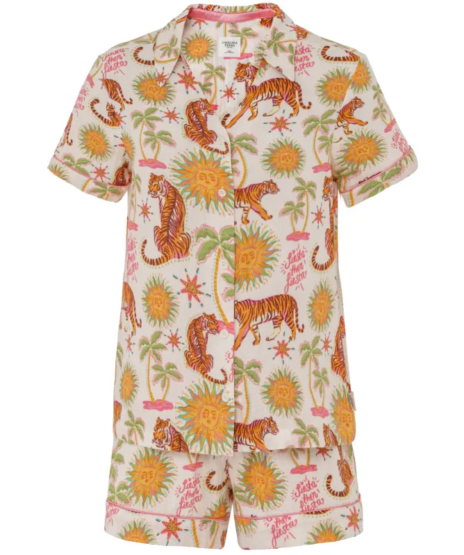 Chelsea Peers Siesta Tiger Print Short Pajama Set