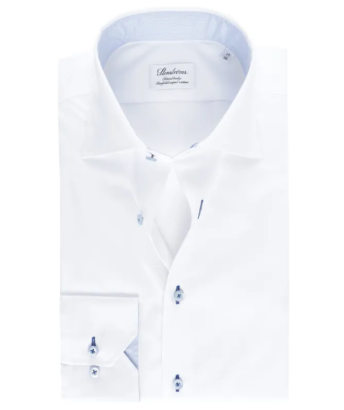 Stenstroms Fitted Body Contrast Trim Shirt