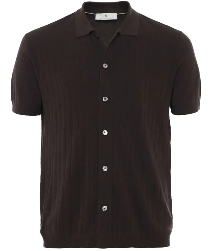 Thomas Maine Ribbed Short-Sleeve Cardigan