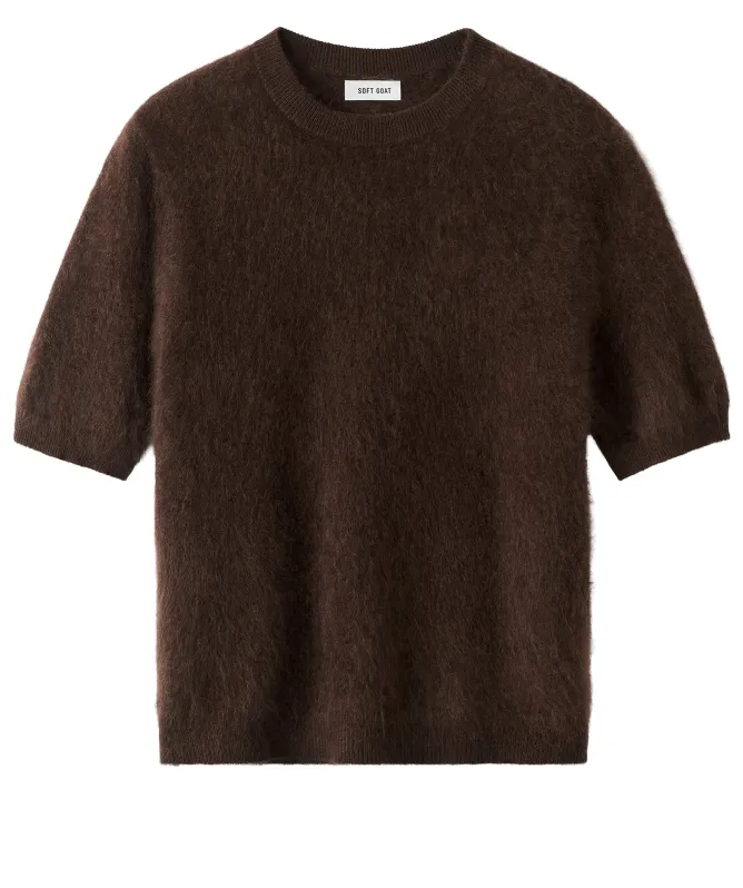 Soft Goat Brushed Short Sleeve Cashmere Sweater