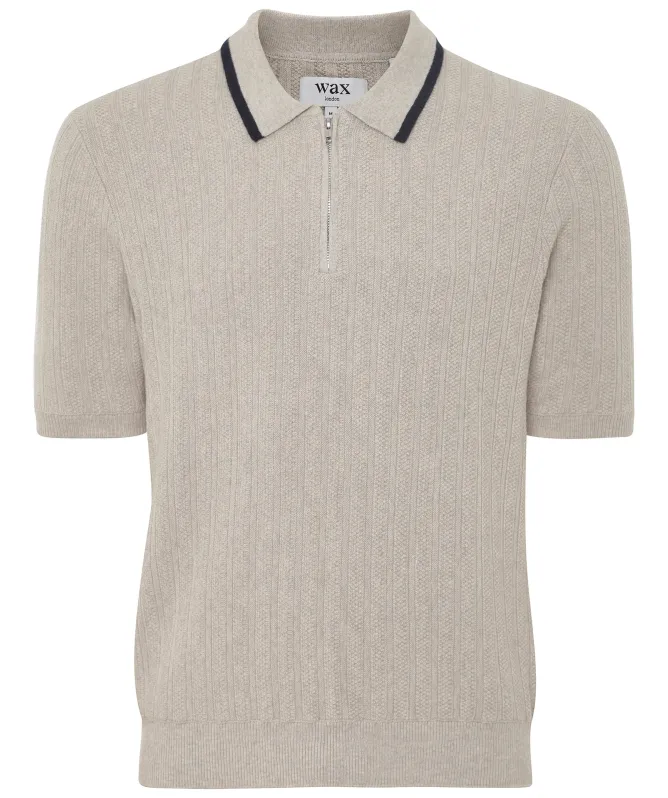 Wax London Cotton Cashmere Bury Zip Polo