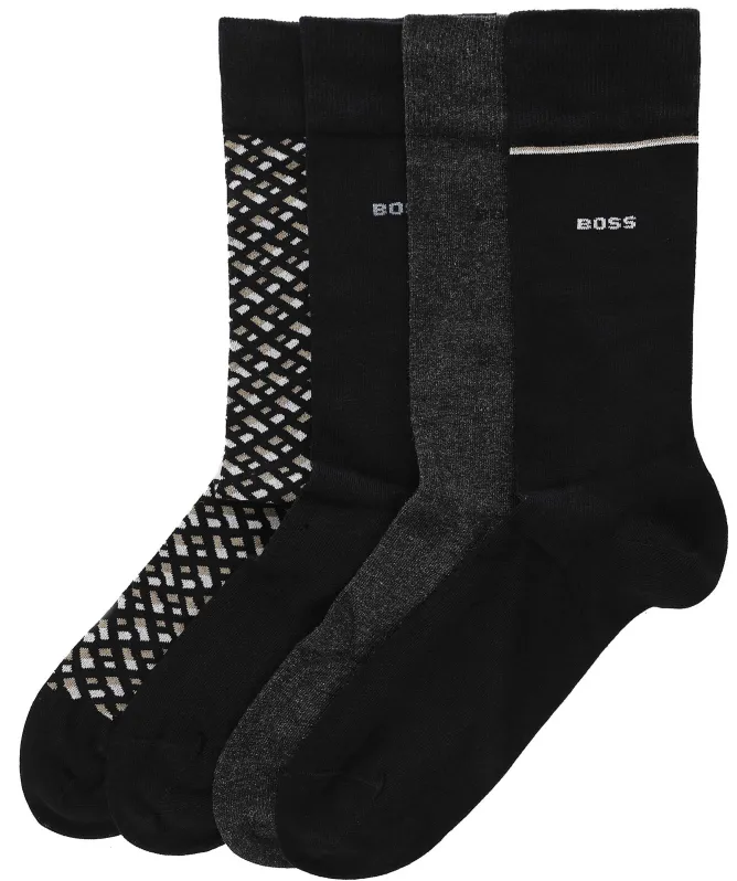 BOSS Monogram Socks 4 Pack Gift Set