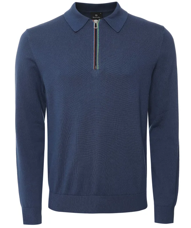Paul Smith Long Sleeve Sports Stripe Zip Polo