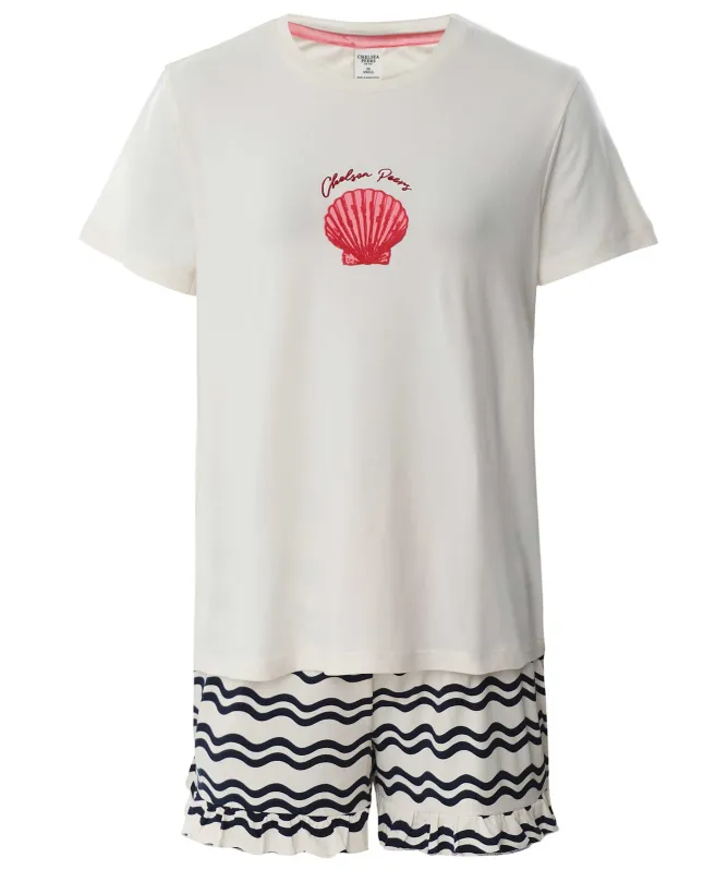 Chelsea Peers Wavy Stripe Shell Print Short Pyjamas