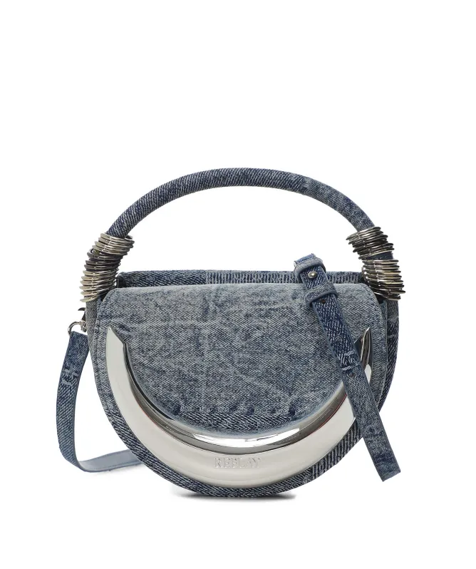 Replay Crescent Denim Top Handle Bag