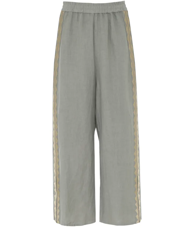 Greek Archaic Kori Feather Linen Pants