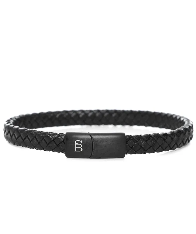 Steel and Barnett Black Edition Riley Leather Bracelet