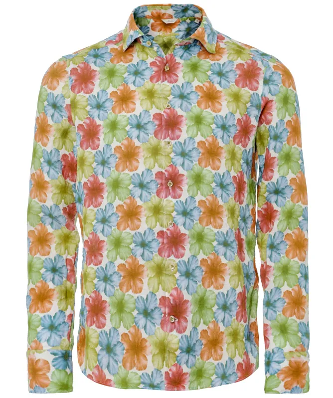 Stenstroms Slimline Linen Flower Shirt